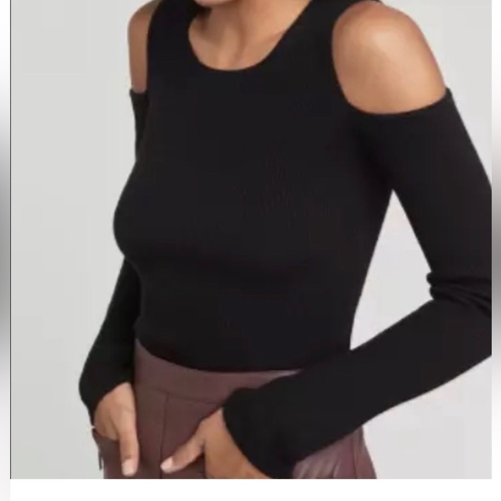 BCBGMaxAzria Cold Shoulder Sweater Womens SZ S Brown Wool Cashmere Blend Dressy